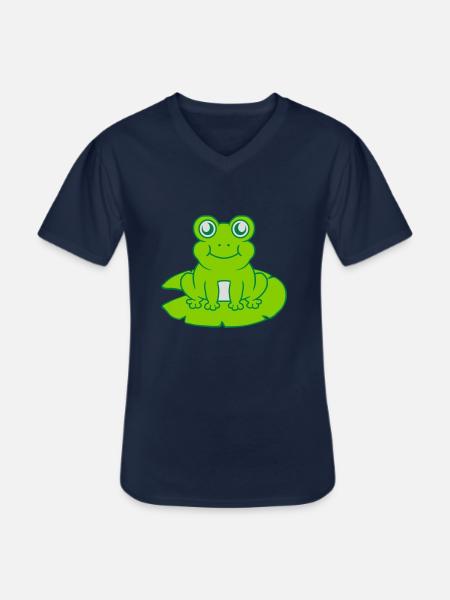 Frog sits water lily Seeblatt - Men's V-Neck T-Shirt - navy