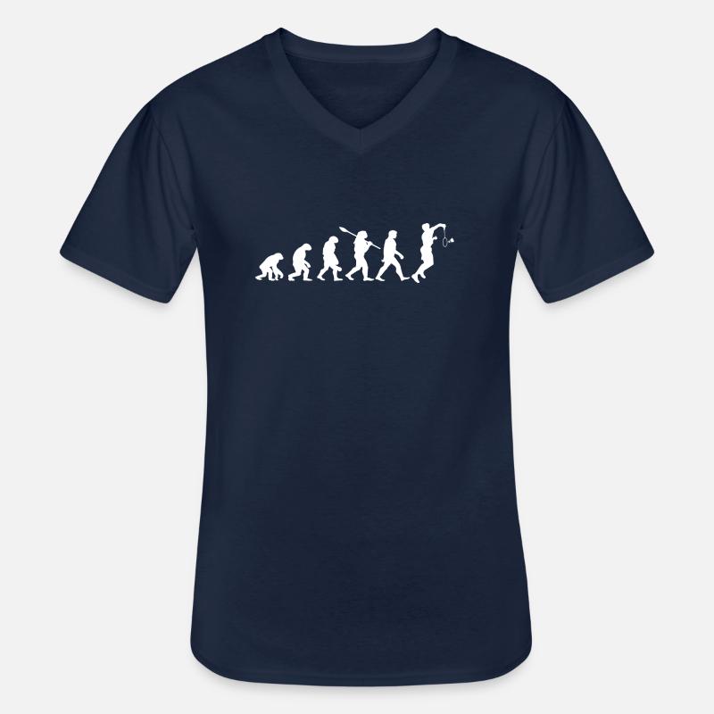 Badminton Evolution Badminton Player - Men's V-Neck T-Shirt - navy