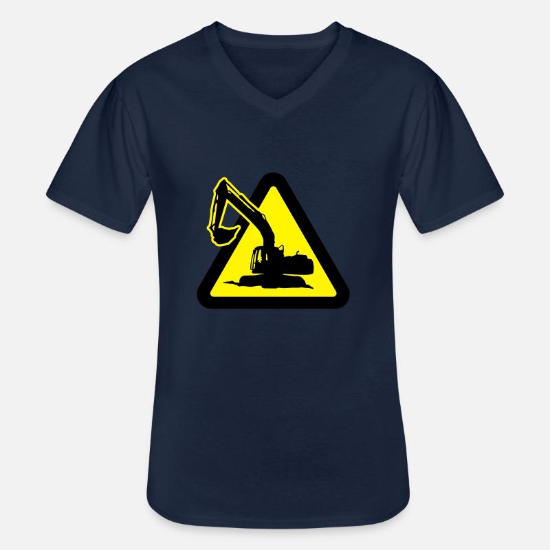 bauarbeiten_mit_bagger_2c - Männer-T-Shirt mit V-Ausschnitt - Navy
