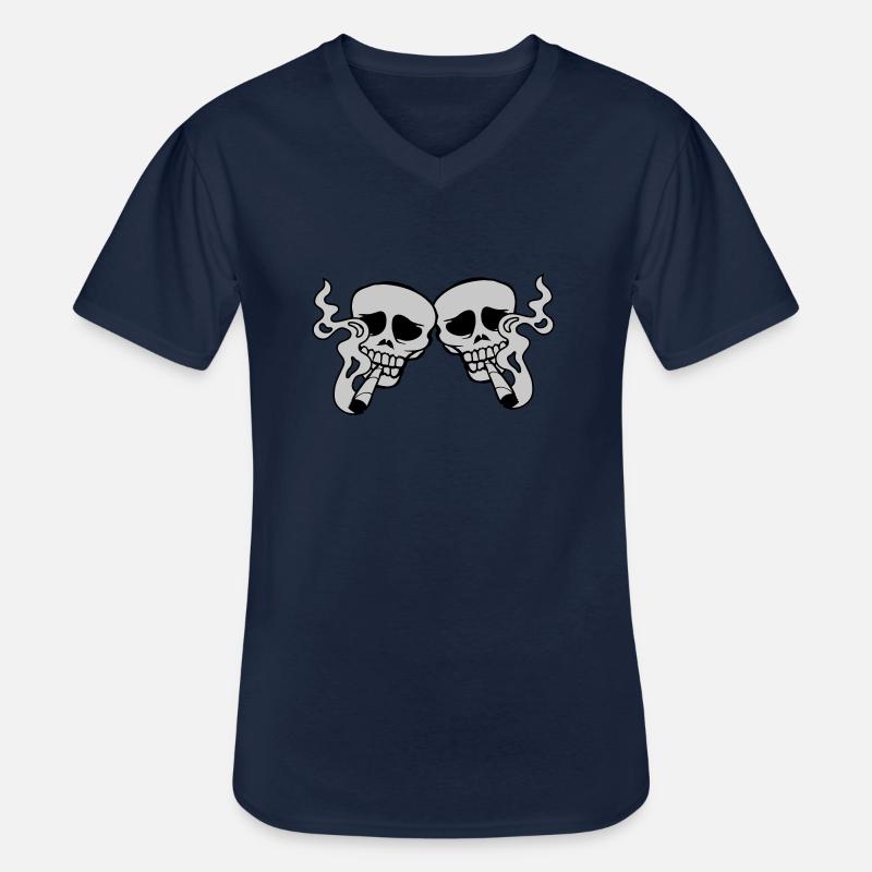 2 Freunde Joint rauchen - Männer-T-Shirt mit V-Ausschnitt - Navy
