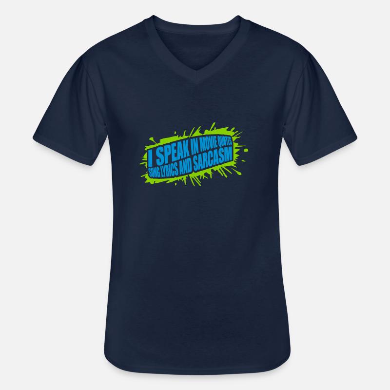 speak lyrics and sarcasm - Männer-T-Shirt mit V-Ausschnitt - Navy