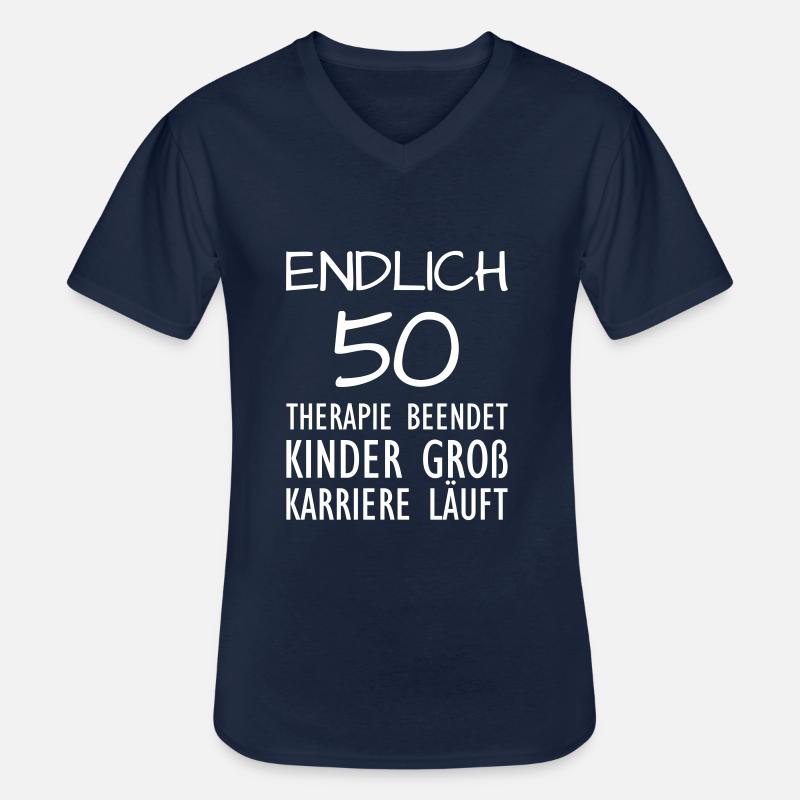 Endlich 50 - Männer-T-Shirt mit V-Ausschnitt - Navy