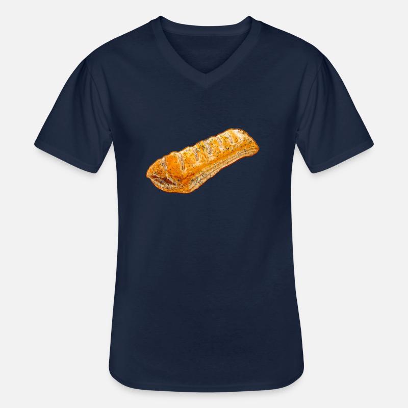 Wurstbrötchen Illustration - Verwitterte Optik - Männer-T-Shirt mit V-Ausschnitt - Navy