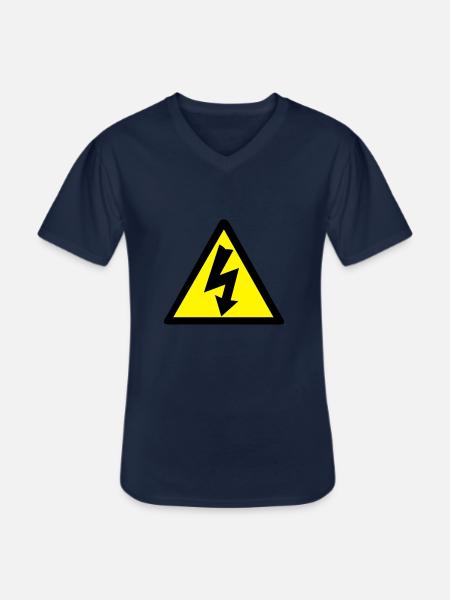 Strom Warnung - Männer-T-Shirt mit V-Ausschnitt - Navy