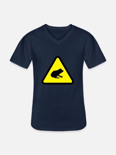 Attention Frog - Men's V-Neck T-Shirt - navy
