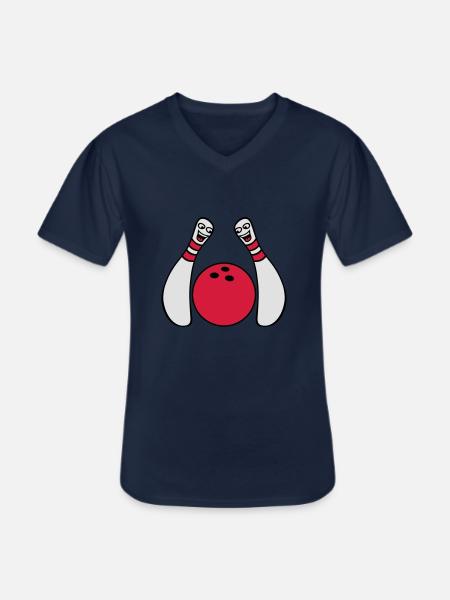 2 Cheeky Comic Bowling Pins - T-shirt col V Homme - marine