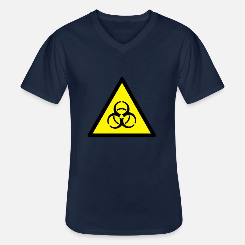 Warnung vor Biogefährung - Männer-T-Shirt mit V-Ausschnitt - Navy