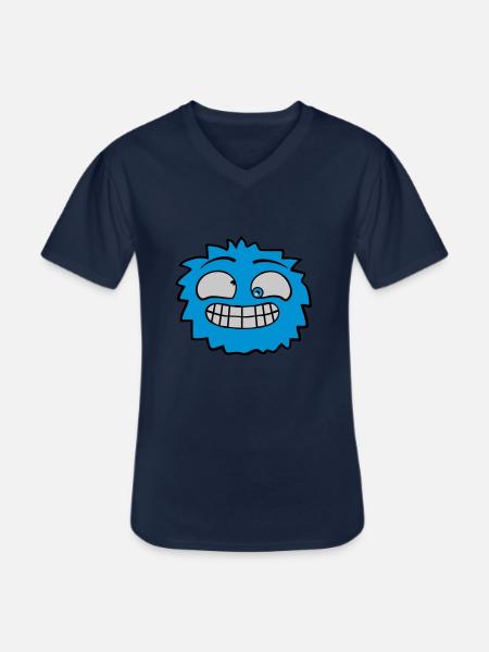 Hairy monster face - Men's V-Neck T-Shirt - navy