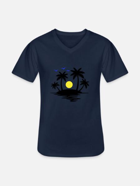 Insel Paradise - Männer-T-Shirt mit V-Ausschnitt - Navy