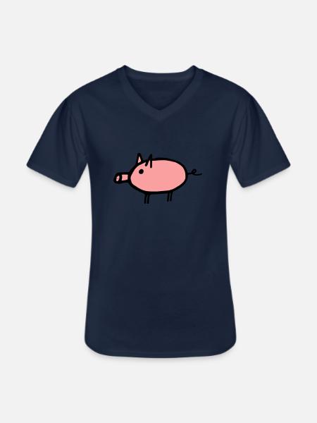 Pig - Men's V-Neck T-Shirt - navy