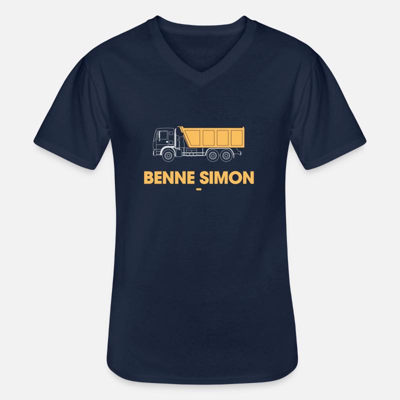 Gul Simon dumpster - T-shirt med V-ringning herr - marinblå