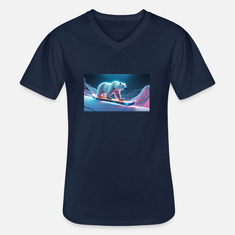 Eisbär auf Snowboard - Männer-T-Shirt mit V-Ausschnitt - Navy