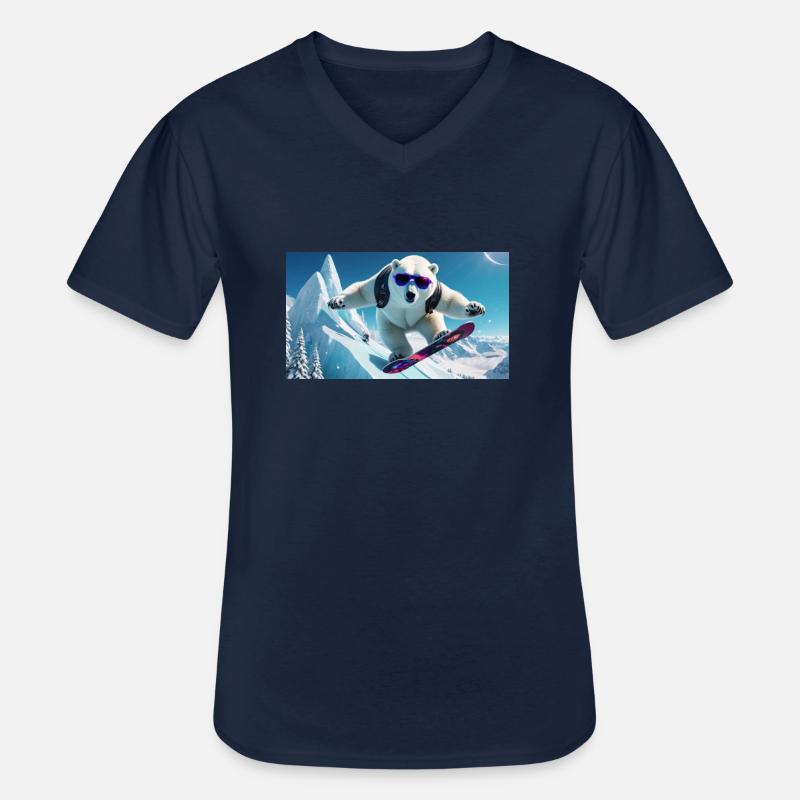 fliegender Eisbär - Männer-T-Shirt mit V-Ausschnitt - Navy