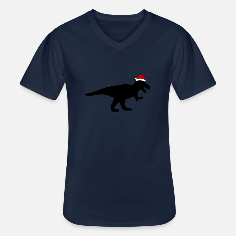 T-Rex Weihnachtsmann - Männer-T-Shirt mit V-Ausschnitt - Navy