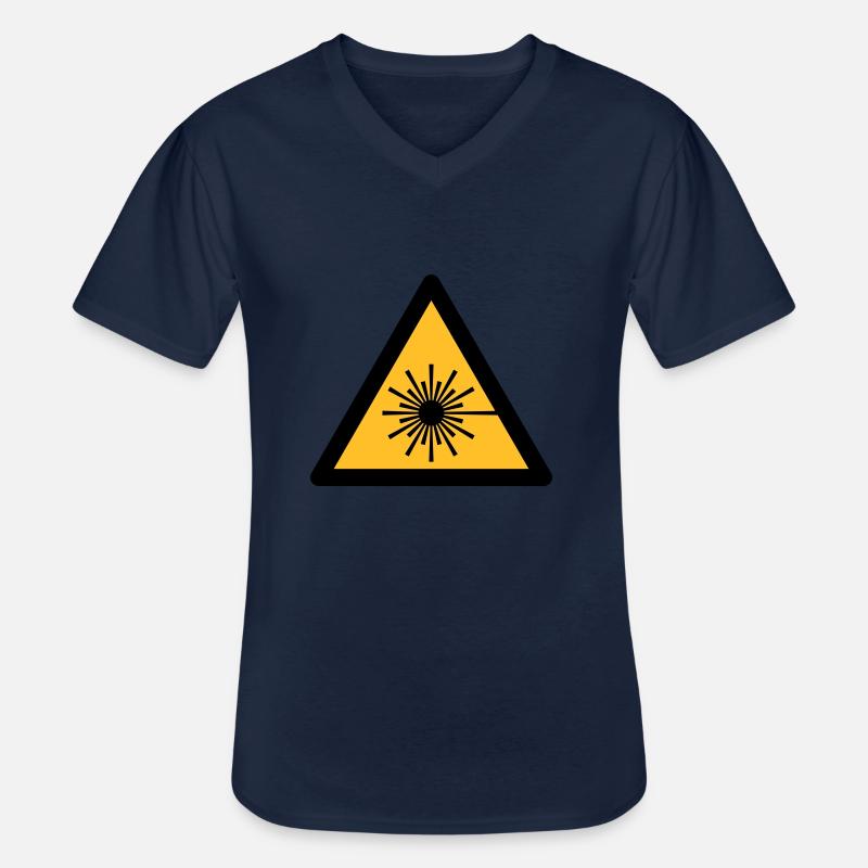 Gefahrensymbol - Laser-Licht (2-farbig) - Männer-T-Shirt mit V-Ausschnitt - Navy
