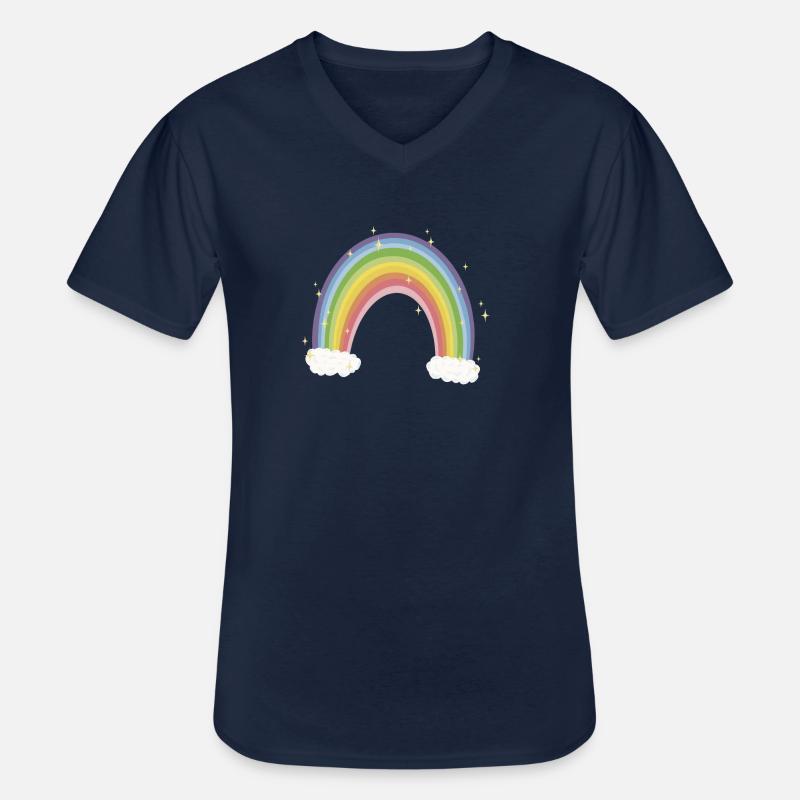 Regenbogen mit Glitzer-Sternen - Männer-T-Shirt mit V-Ausschnitt - Navy