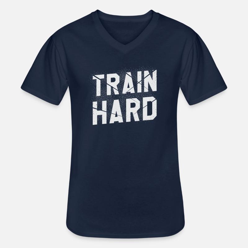 train hard - Männer-T-Shirt mit V-Ausschnitt - Navy