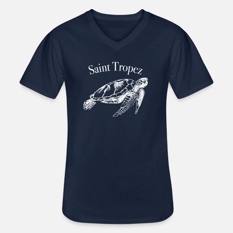 Saint Tropez Côte d ́Azur - T-shirt col V Homme - marine