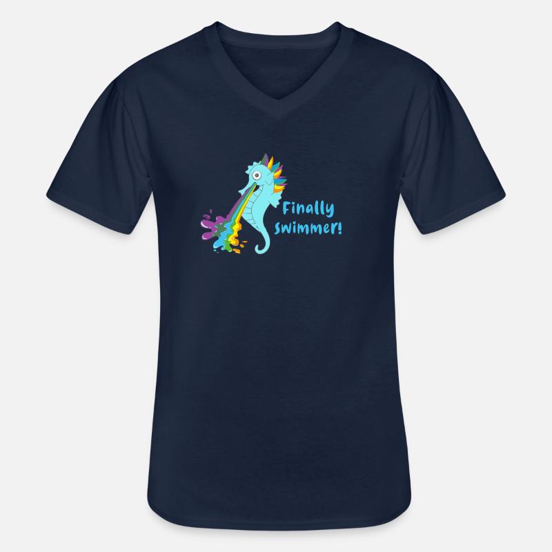 finally swimmer, swwimmer,seepferdchen - Männer-T-Shirt mit V-Ausschnitt - Navy