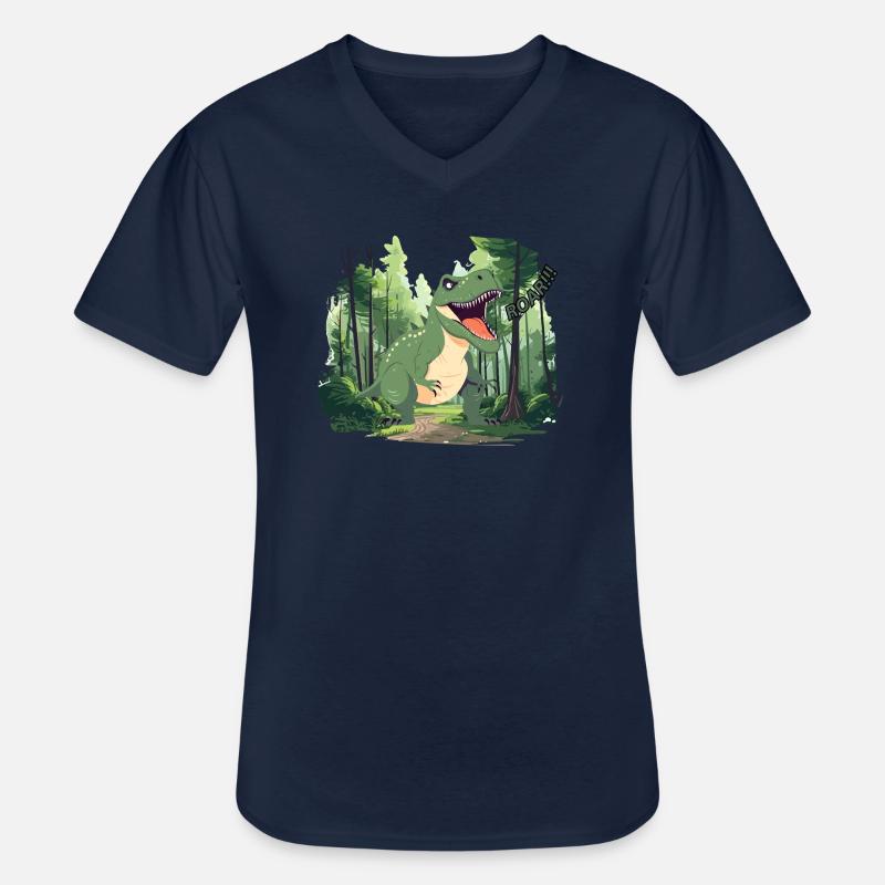 T-Rex - Männer-T-Shirt mit V-Ausschnitt - Navy