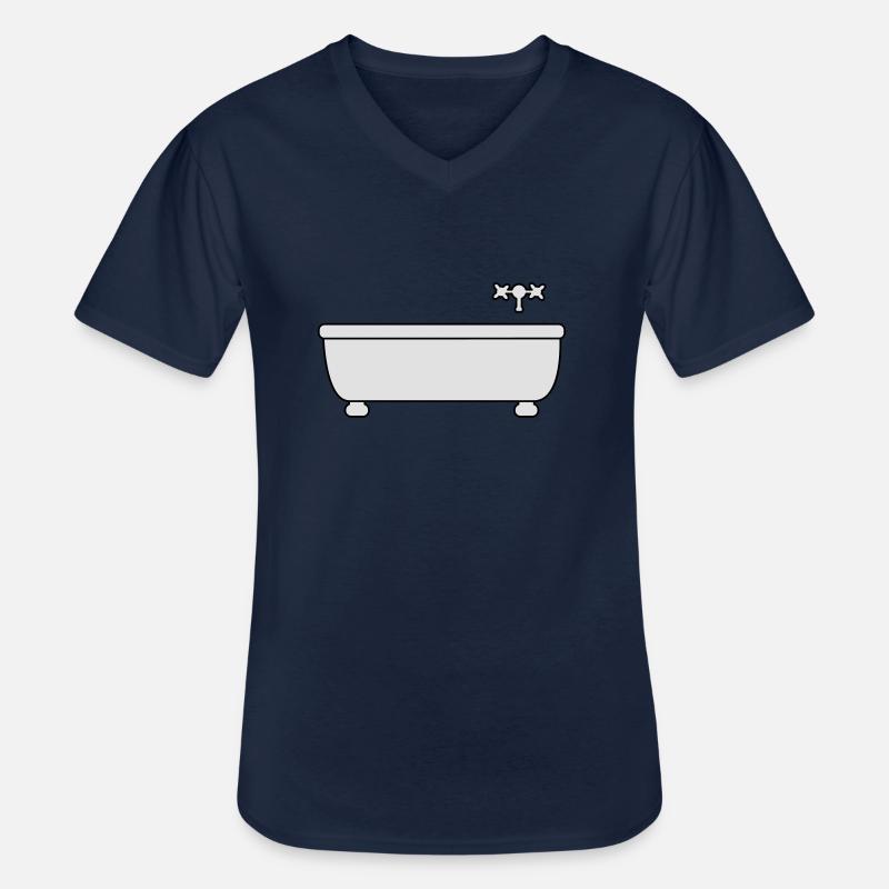 Bath - Männer-T-Shirt mit V-Ausschnitt - Navy