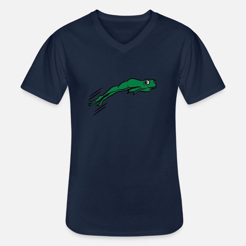 Frosch springen - Männer-T-Shirt mit V-Ausschnitt - Navy