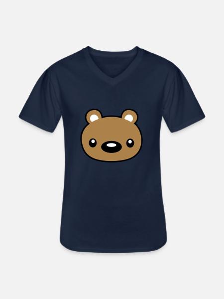 teddy face head cuddly toy - Men's V-Neck T-Shirt - navy