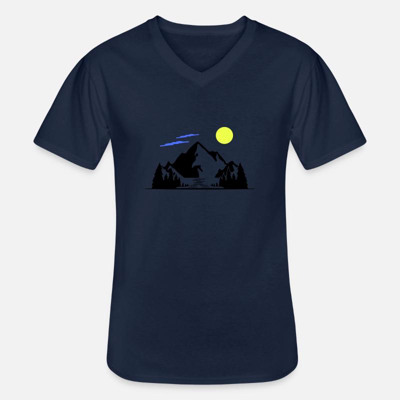 Berge - Männer-T-Shirt mit V-Ausschnitt - Navy