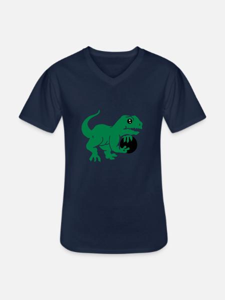 bowling dino (3c) - Men's V-Neck T-Shirt - navy