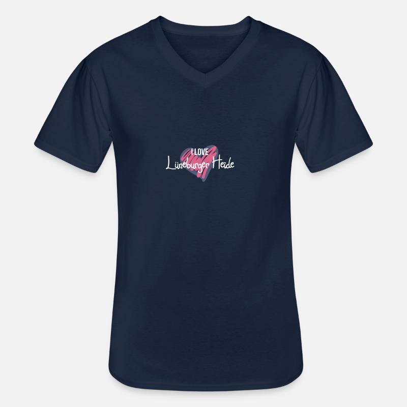 Lüneburger Heide - Männer-T-Shirt mit V-Ausschnitt - Navy