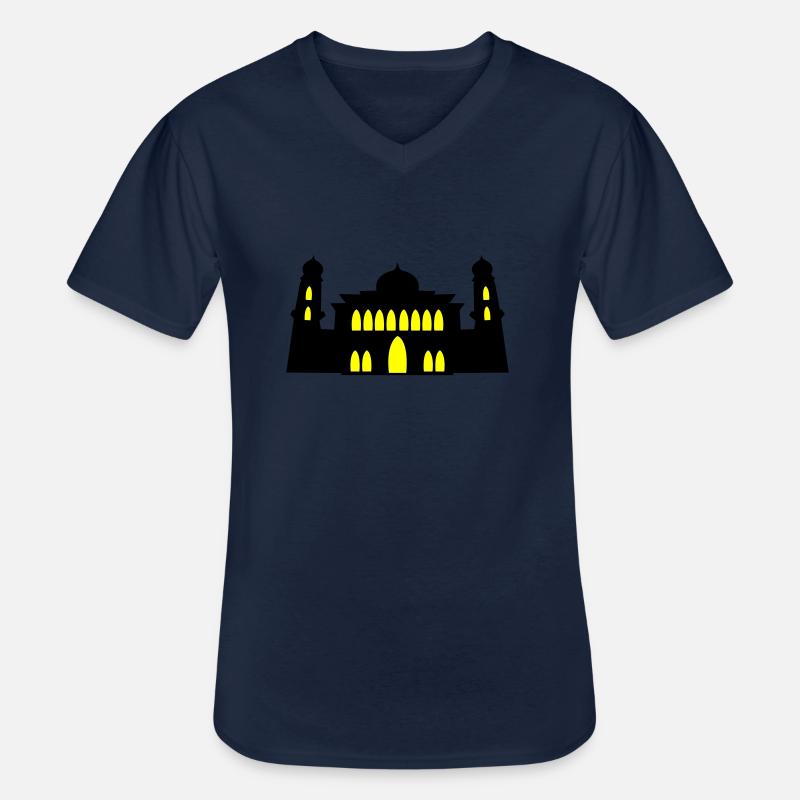moschee silhouette - Männer-T-Shirt mit V-Ausschnitt - Navy