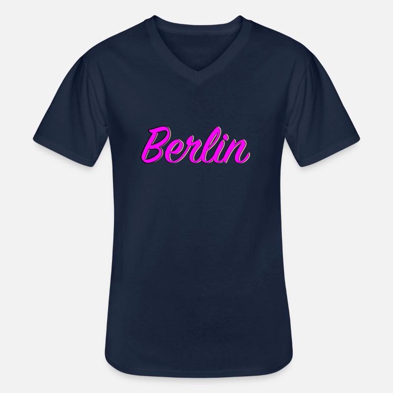 Berlin - Männer-T-Shirt mit V-Ausschnitt - Navy