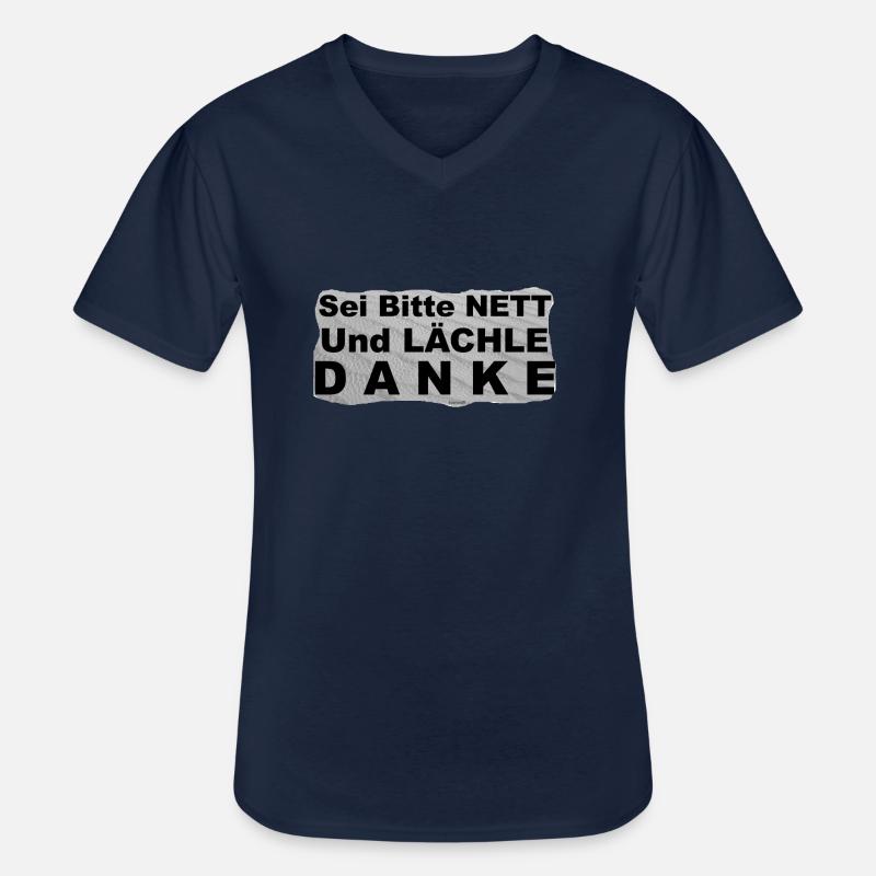 TOMZOFF Sei Bitte Nett - Männer-T-Shirt mit V-Ausschnitt - Navy