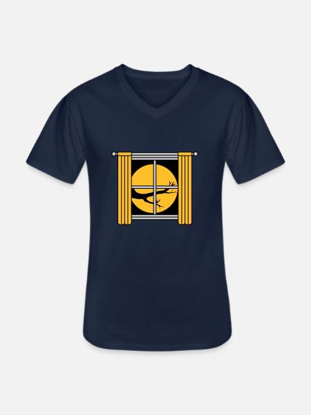 Moon Night Tree Window - Men's V-Neck T-Shirt - navy