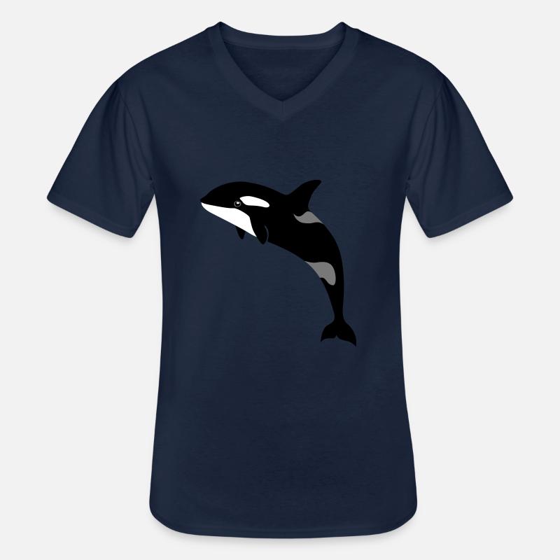 jumping Orca - Männer-T-Shirt mit V-Ausschnitt - Navy