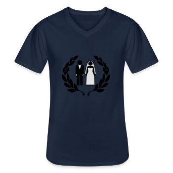Hochzeitspaar - Wedding Couple - Men's V-Neck T-Shirt - navy - Front - AI Model Male 178 dark (178cm)
