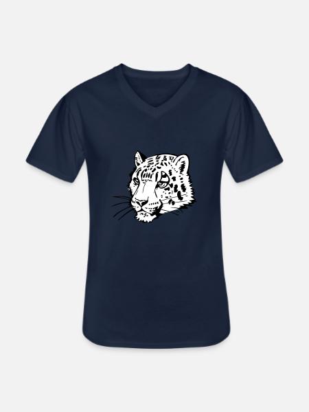 Schneeleopard im Comic Stiel - Männer-T-Shirt mit V-Ausschnitt - Navy