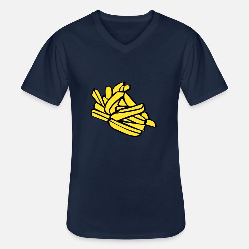 Pommes frites oder Chips - Männer-T-Shirt mit V-Ausschnitt - Navy