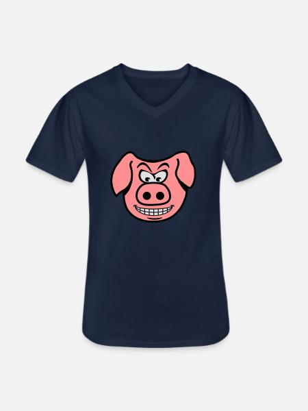 Méchant cochon - T-shirt col V Homme - marine