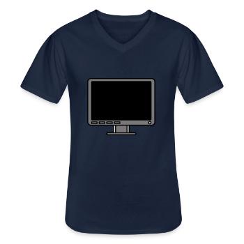Icon Logo Computer Screen - Men's V-Neck T-Shirt - navy - Front - AI Model Male 178 dark (178cm)