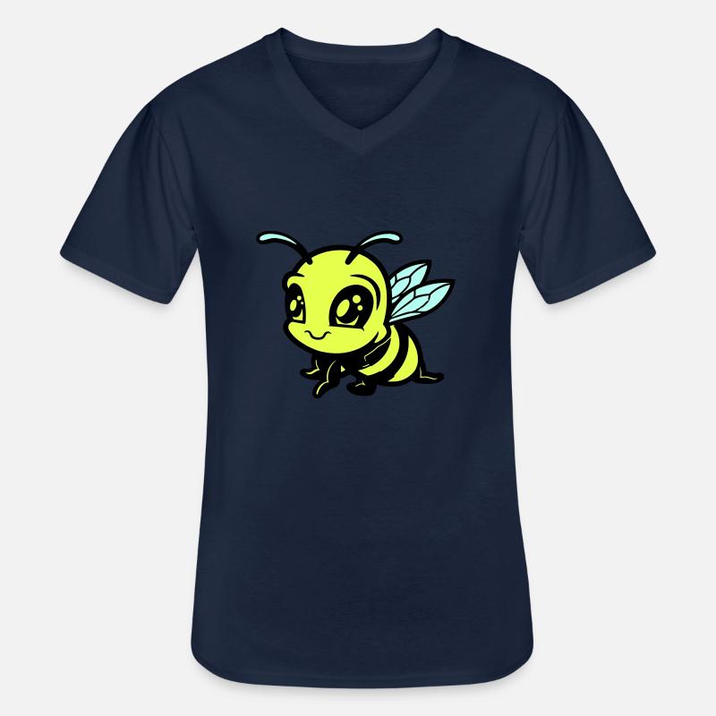 biene hummel comic - Männer-T-Shirt mit V-Ausschnitt - Navy