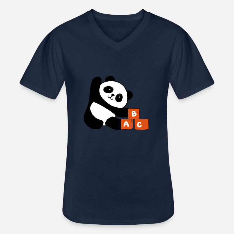 Kubischer Panda mit Buchstaben - Männer-T-Shirt mit V-Ausschnitt - Navy