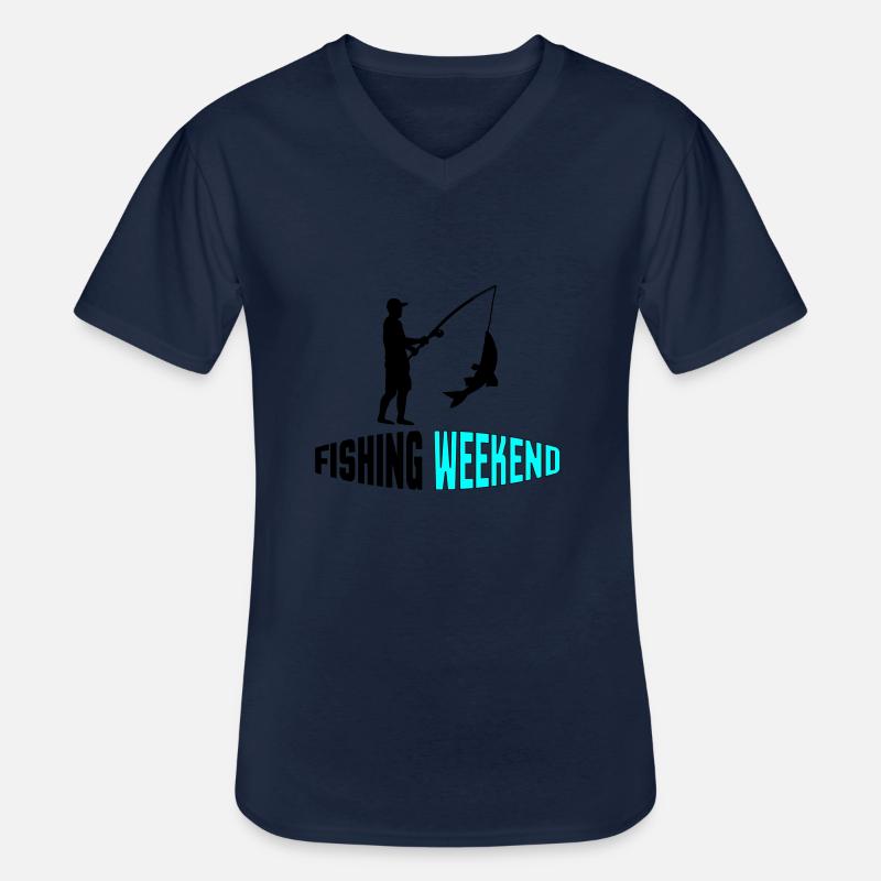 fishing weekend 002 - Männer-T-Shirt mit V-Ausschnitt - Navy