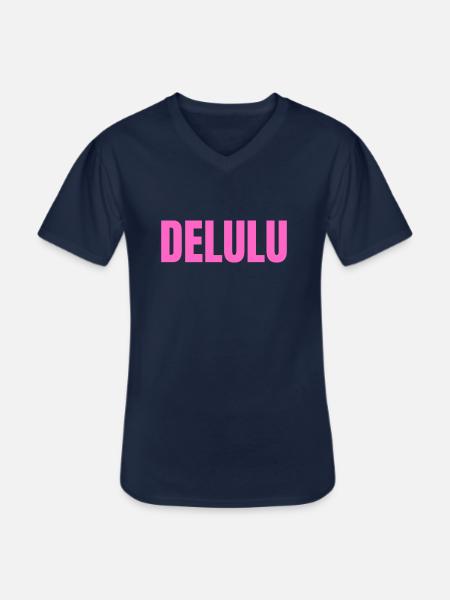 DELULU - Men's V-Neck T-Shirt - navy