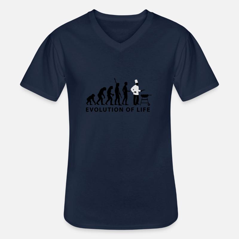 evolution_grill_e_2c - Männer-T-Shirt mit V-Ausschnitt - Navy