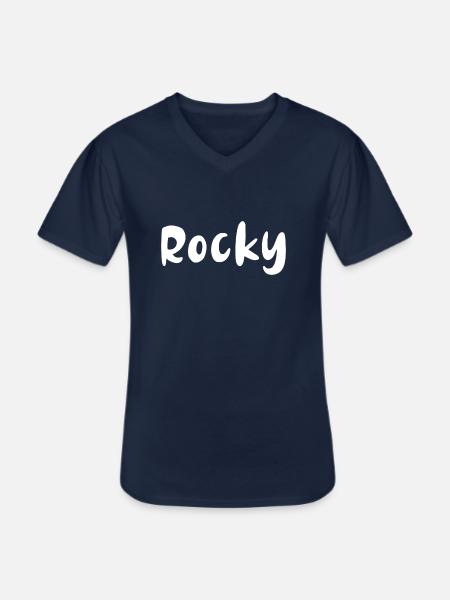 Name, font,white,rocky - Men's V-Neck T-Shirt - navy
