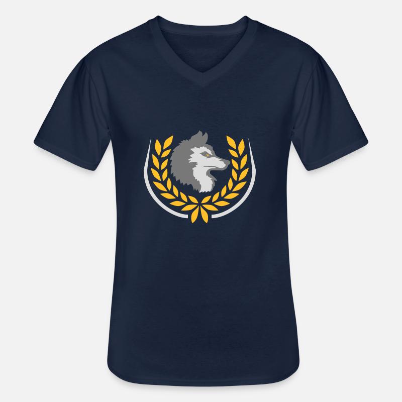 Lorbeerkranz Böser Wolf Logo - Männer-T-Shirt mit V-Ausschnitt - Navy
