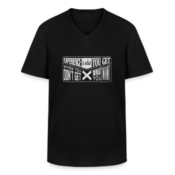 230524 0005 experience - Men's V-Neck T-Shirt - black - Front - AI Model Male 178 dark (178cm)