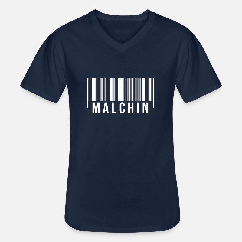 Malchin Strichcode - Männer-T-Shirt mit V-Ausschnitt - Navy