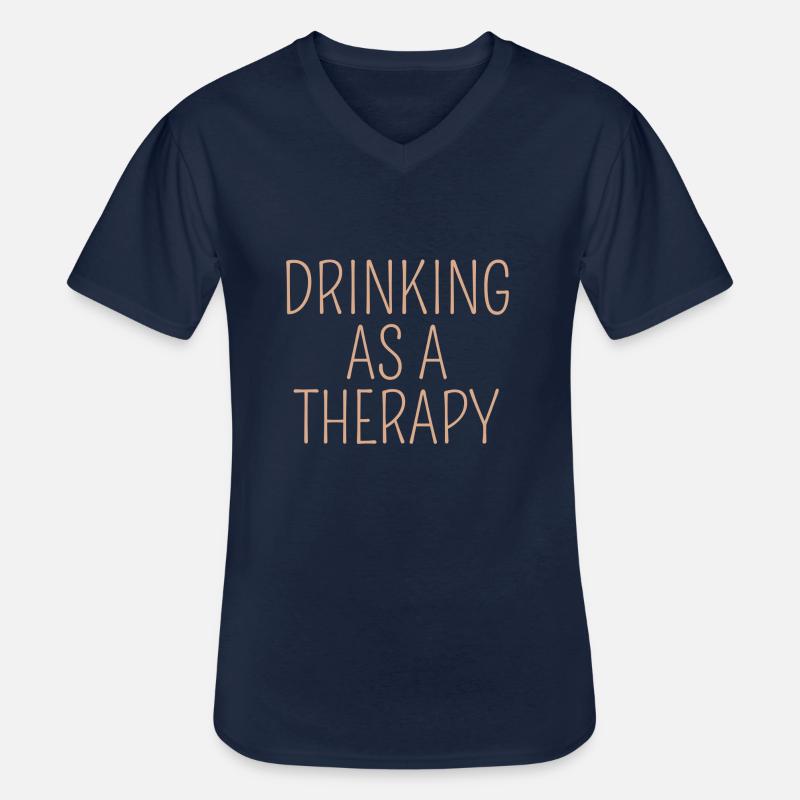 drinking as a therapy - Männer-T-Shirt mit V-Ausschnitt - Navy